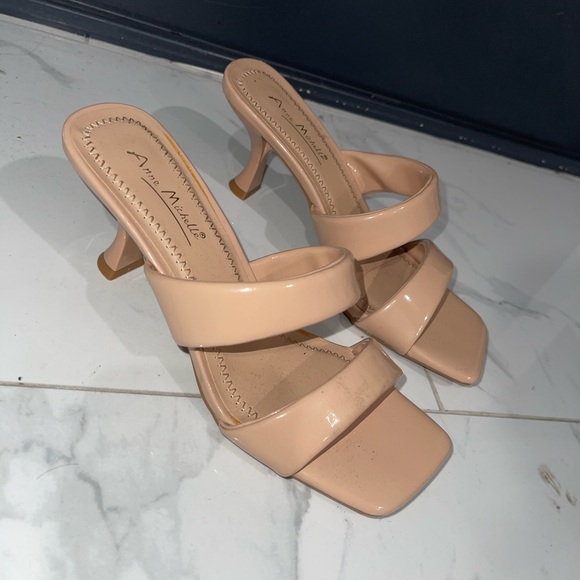 Anne Michelle Tan Mules with Cushioned Straps - Picture 2 of 5